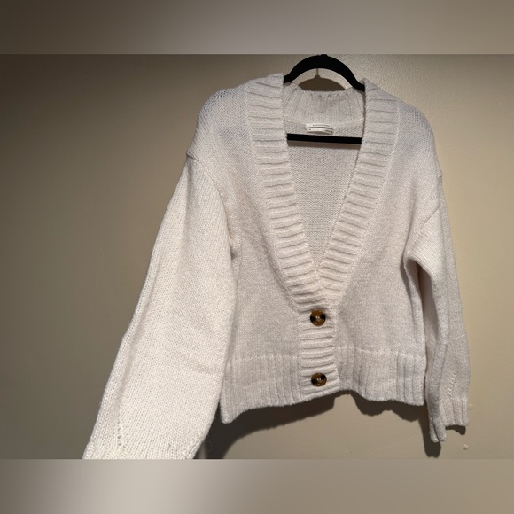 Anthropologie Ivory White Cardigan size medium wool blend - Picture 7 of 9